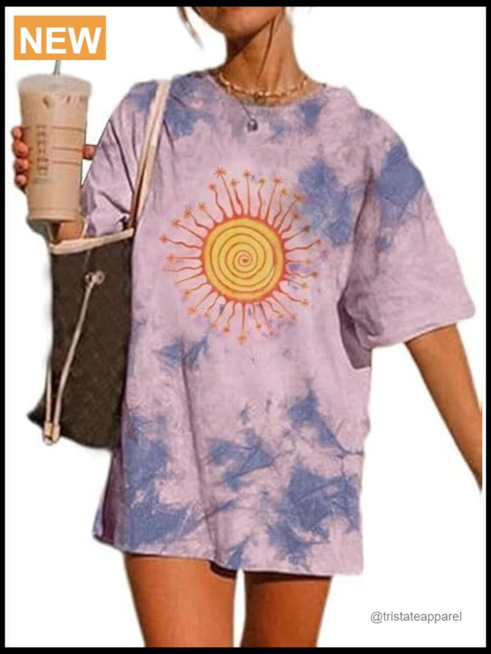 Oversized Tie Dye Graphic Tee Short Sleeve Crew Neck T Shirt
